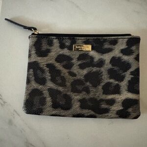 Kate Spade Black SLG Mini Pouch Gray Leopard
